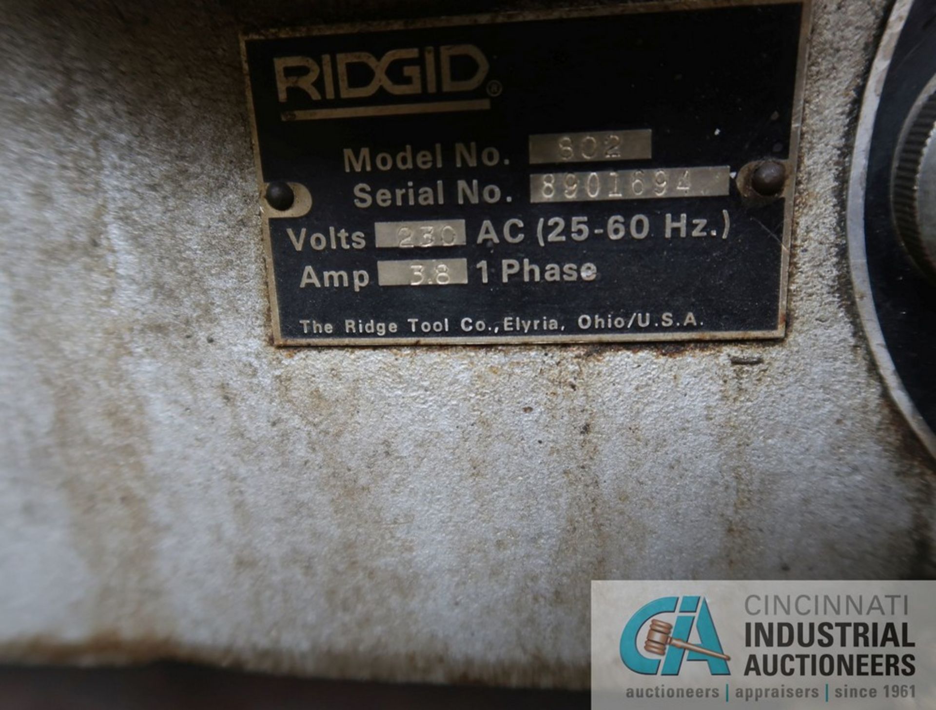 RIDGID MODEL 802 BENCH MOUNTED POWER PIPE THREADER; S/N 8901694 - Bild 5 aus 5