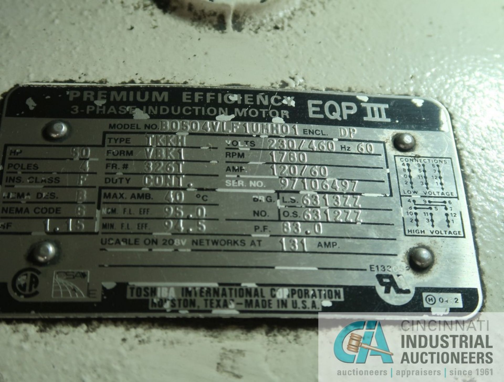 50 HP GARDNER-DENVER MODEL EDEQJH AIR COMPRESSOR; S/N U82029 (NEW 3-1997), 38,989 HOURS SHOWING - - Image 8 of 11