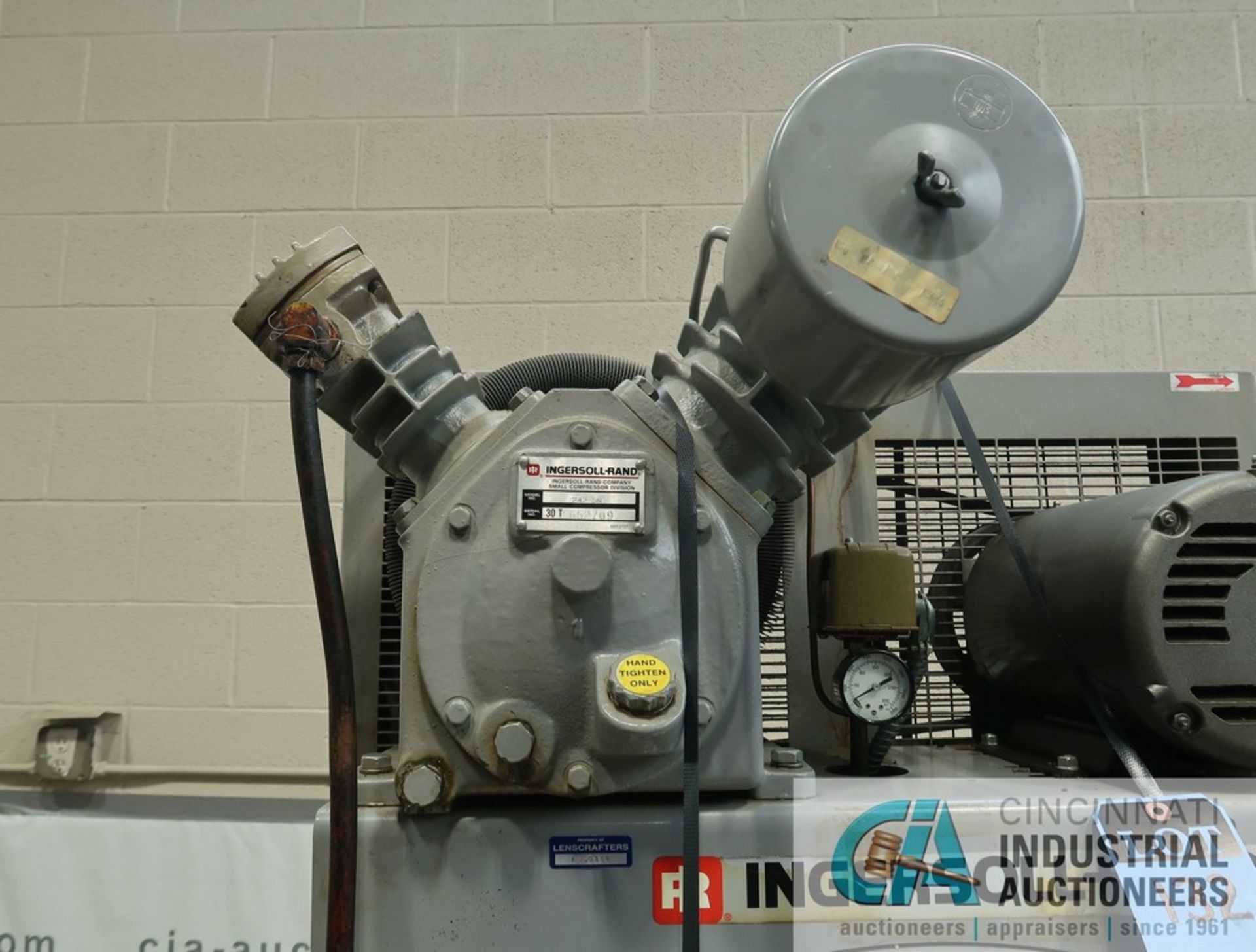 INGERSOLL RAND MODEL T30 VERTICAL TANK AIR COMPRESSOR; S/N 30T-652709, 3-PHASE, 208-230 / 460 VOLTS, - Image 3 of 8