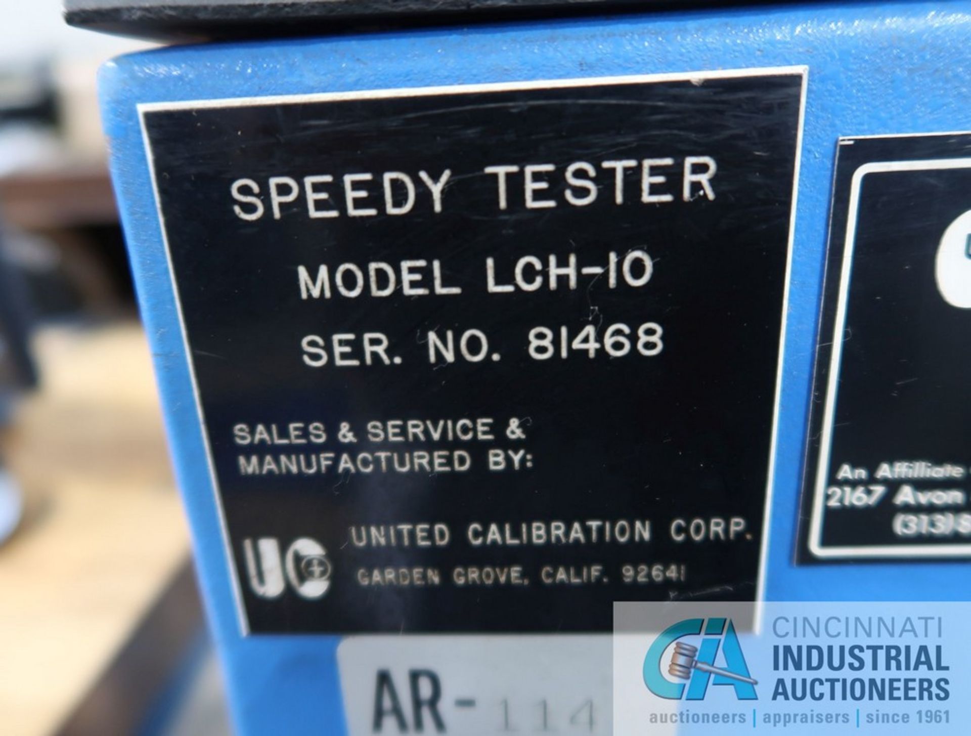 UNITED SPEEDY TESTER MODEL LCH-10 TENSILE TESTER; S/N 81468 - Image 6 of 6