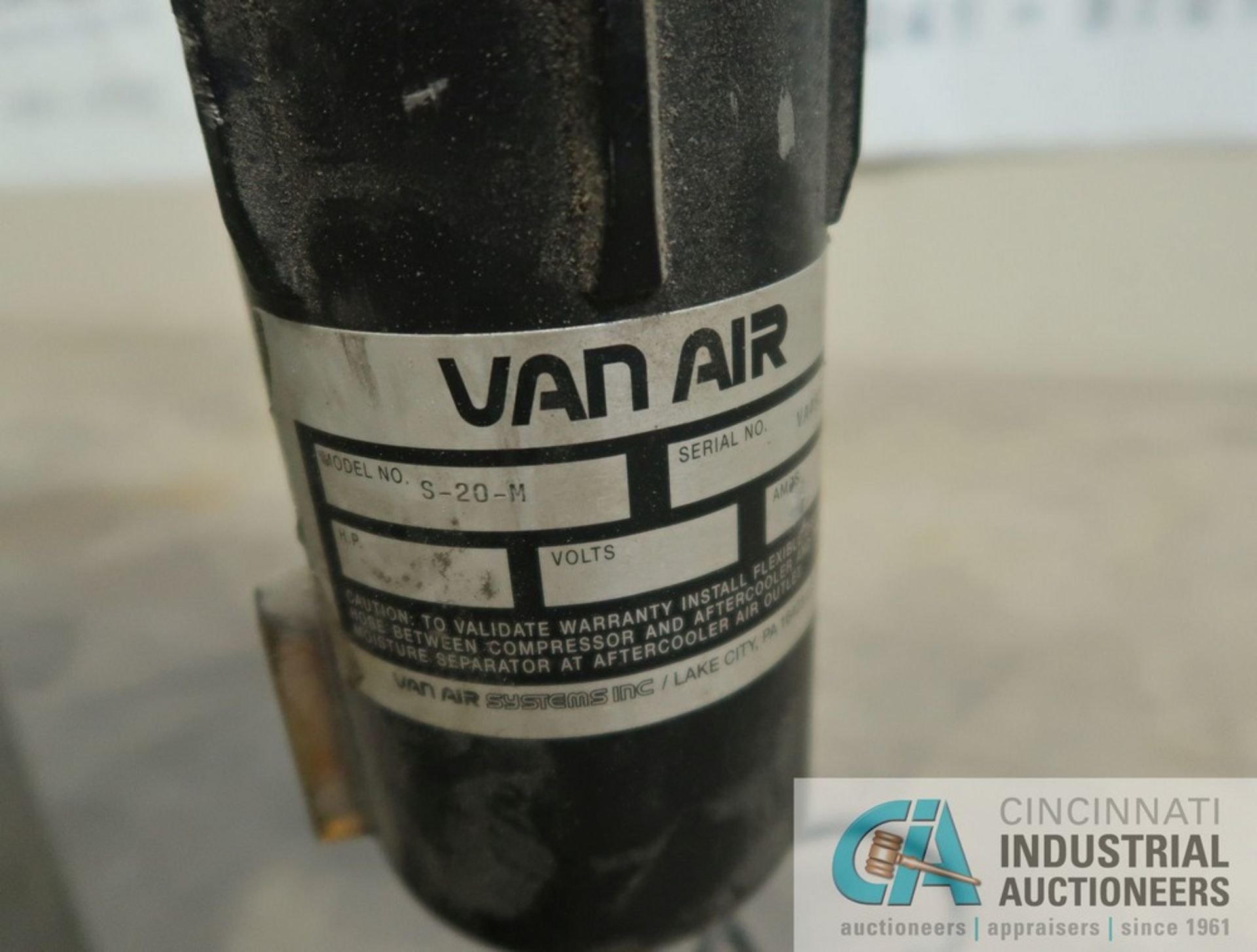 VAN AIR MODEL AC-110-2 AFTER COOLER; S/N VA222, WITH COMPRESSED AIR FILTER AND BEKO MODEL QUIK- - Image 5 of 9