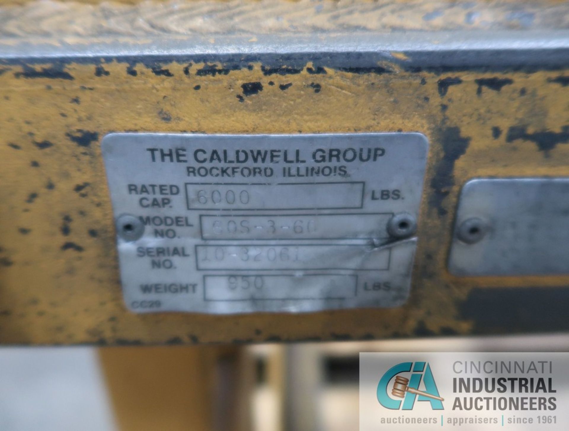 3 TON CAPACITY CALDWELL MODEL 60S-3-60 CRANE SHEET LIFTER; S/N 10-32061 - Image 5 of 5