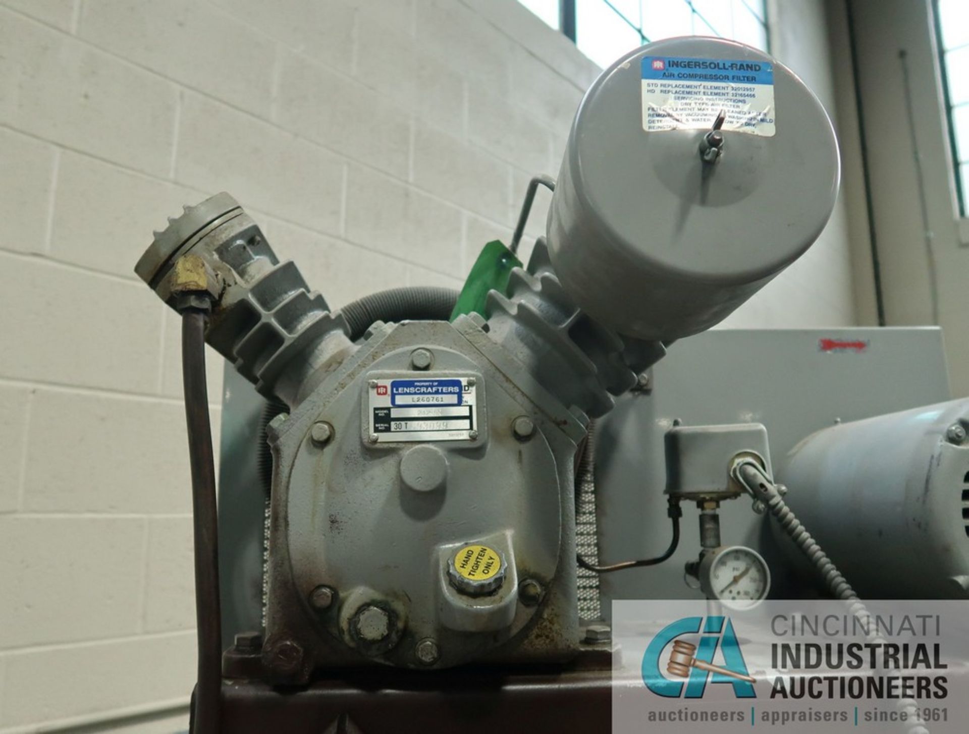 INGERSOLL RAND MODEL T30 VERTICAL TANK AIR COMPRESSOR; S/N 30T-693099, 3-PHASE, 200 VOLTS, 5 HP - Image 4 of 9