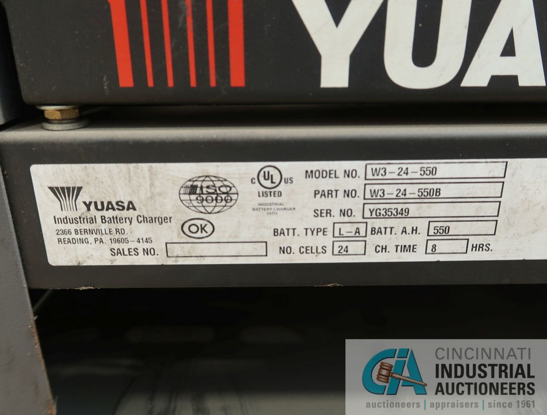 48-VOLT EXIDE MODEL W3-24-550 BATTERY CHARGER; S/N YG35349, 3-PHASE, 48 DC VOLTS, 480 AC VOLTS - Image 5 of 6