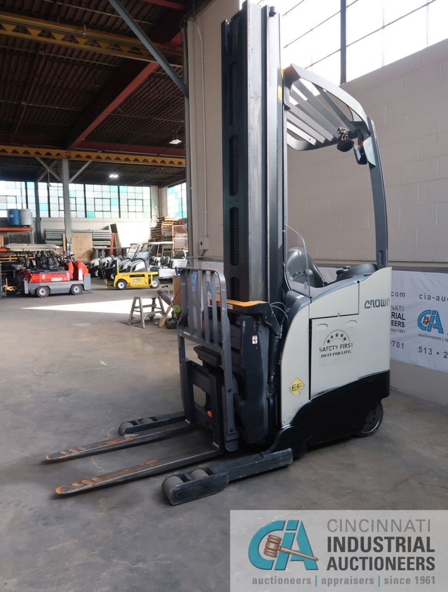 2016 CROWN MODEL RM6025-45 STAND-UP ELECTRIC REACH TRUCK; S/N 1A572128, 2,889 HOURS, 4,500 LB. CAP.,