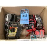 (LOT) ASSORTED ELECTRICAL TESTING; MULTIMETERS, CLAMPS