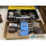 (LOT) PORTABLE HONES & TOOLBOX W/ WRENCHES