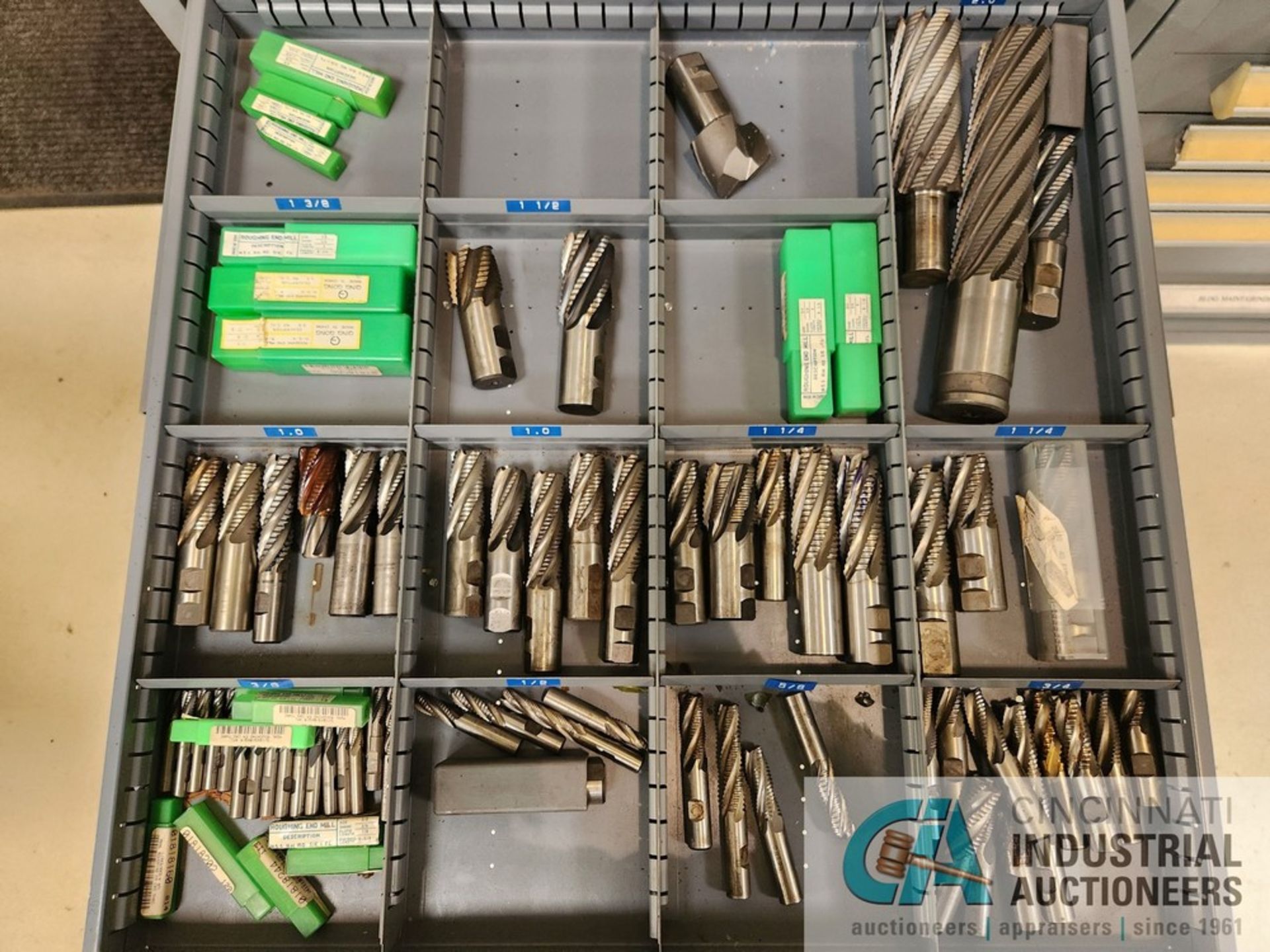 15-DRAWER STANLEY VIDMAR TOOLING CABINET W/ TAPS, DRILLS REAMERS, BALL MILLS, END MILLS, HOG - Image 11 of 16