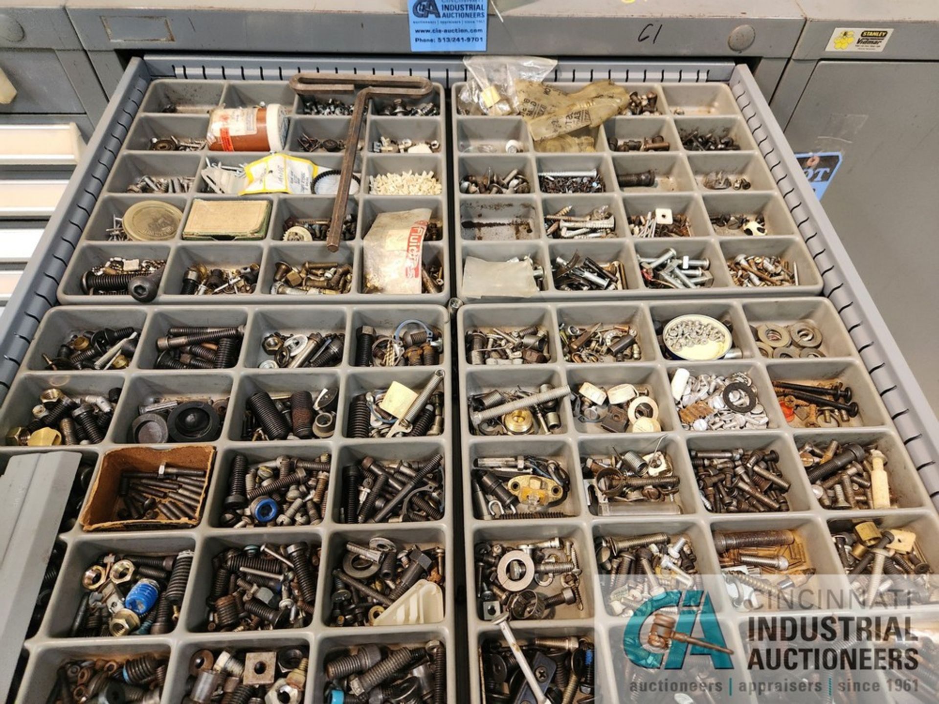 12-DRAWER STANLEY VIDMAR TOOLING CABINET W/ SPRINGS & OTHER HARDWARE - Image 2 of 13