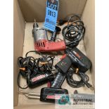 (LOT) SOLDERING IRONS & ELECTRIC DRILL