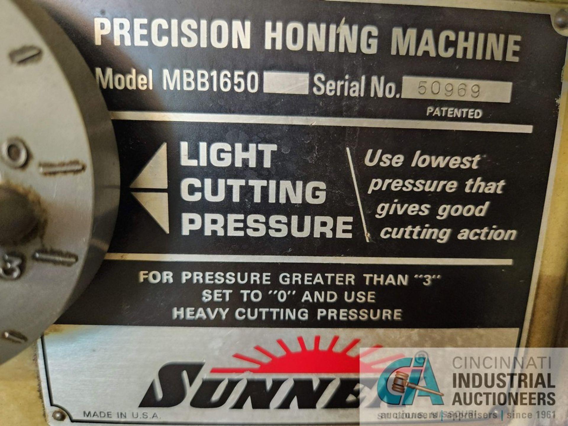 SUNNEN MODEL MBB1650 PRECISION HONE; S/N 50969 - Image 3 of 4
