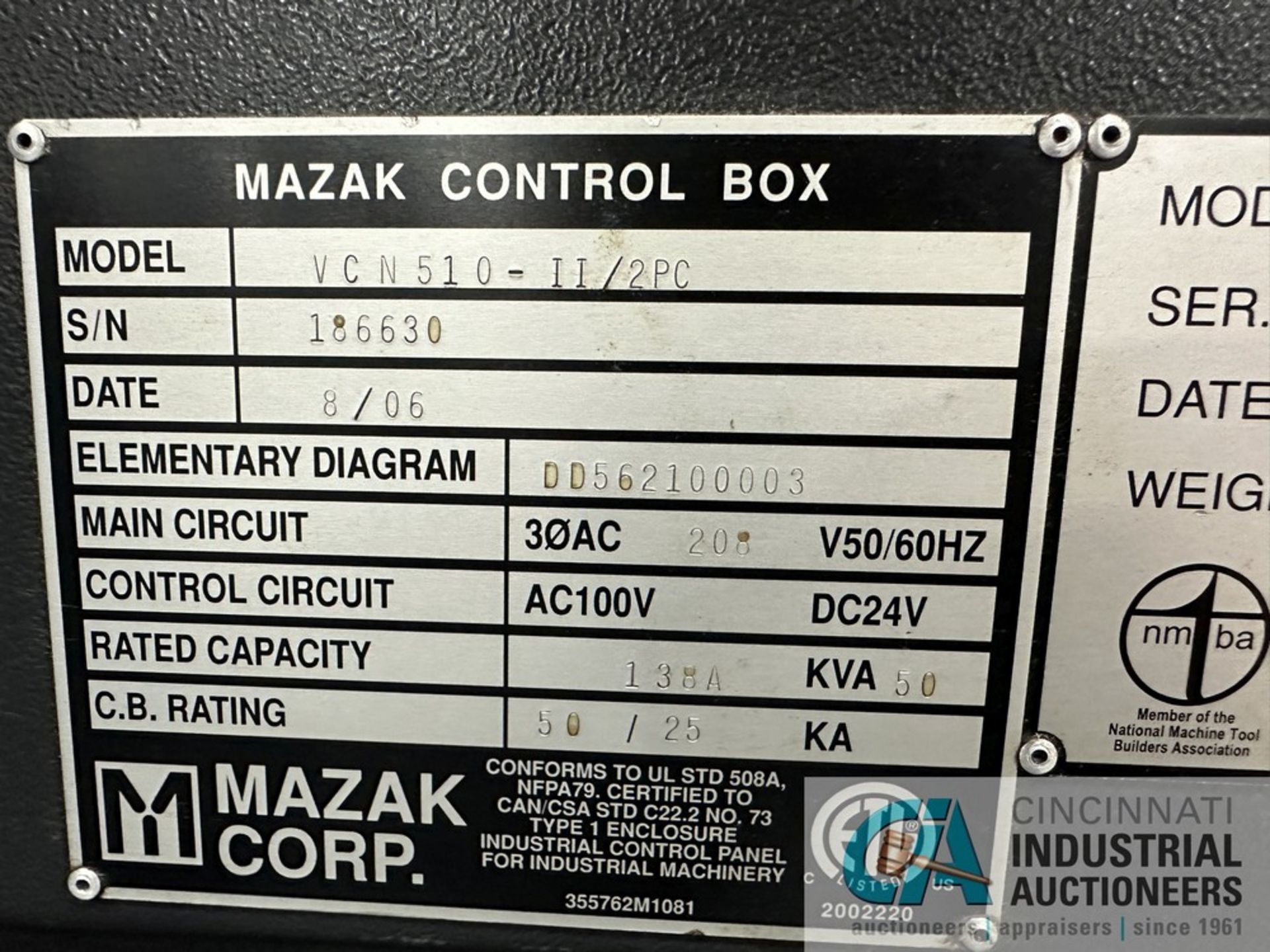 ****Mazak Model Nexus 510C-II/2PC CNC Vertical Machining Center; s/n 186630 (2006) 3-Axis Vertical - Image 15 of 20