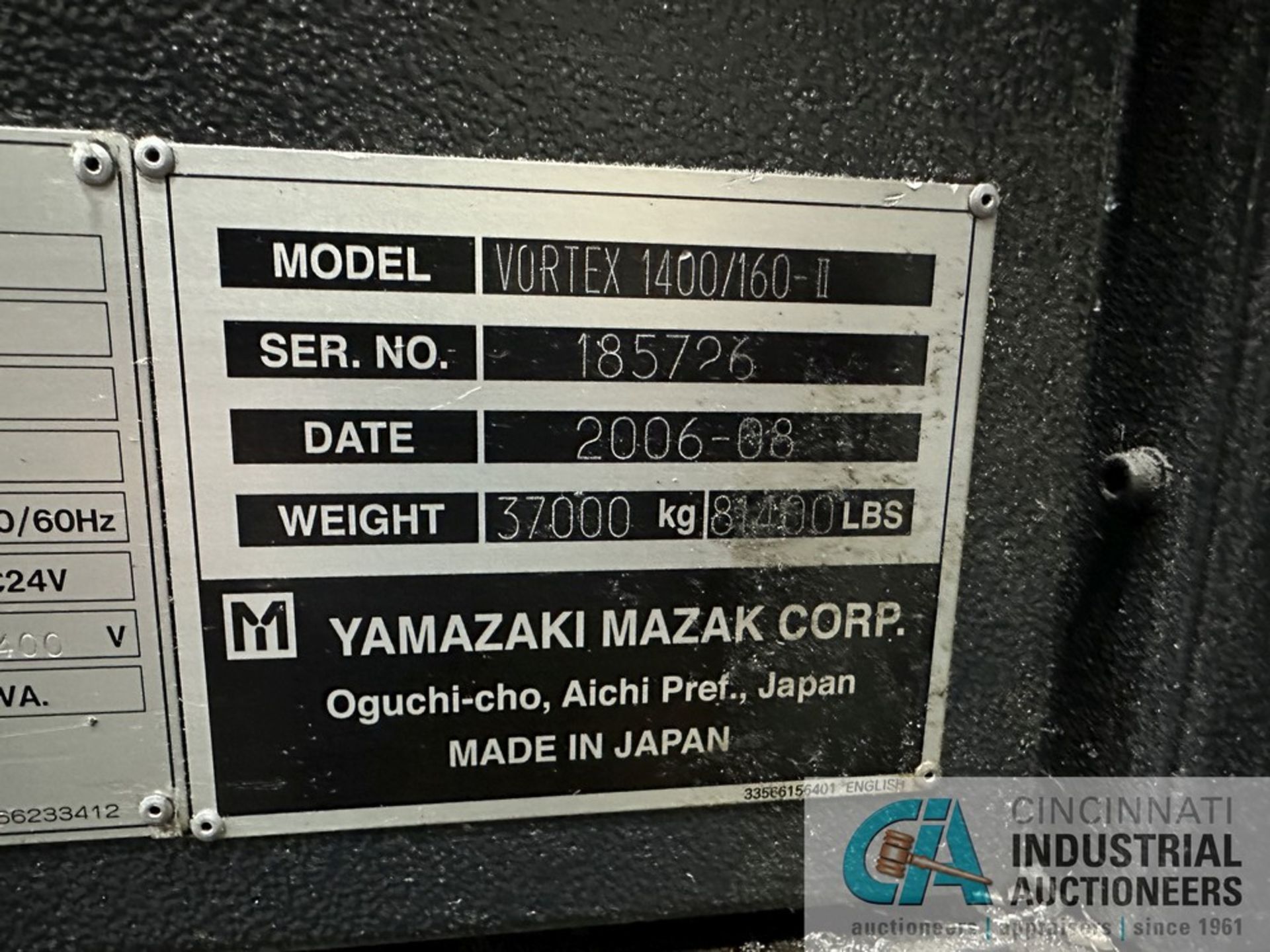 ****Mazak Model Vortex 1400/160-II CNC Vertical Machining Center; s/n 185726 (2006) 5-Axis Vertical - Bild 22 aus 22