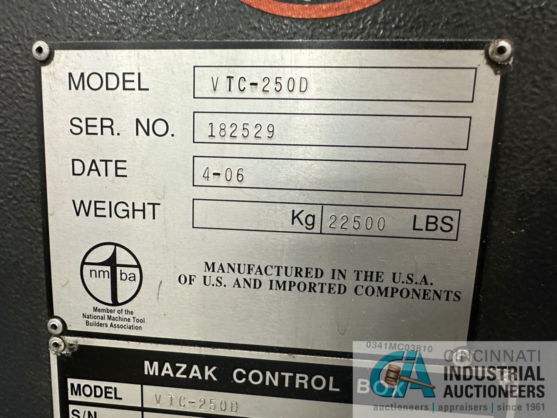 Mazak Model VTC-250D/50 CNC Vertical Machining Center; s/n 182529 (2006) 3-Axis Vertical Machining - Image 5 of 16