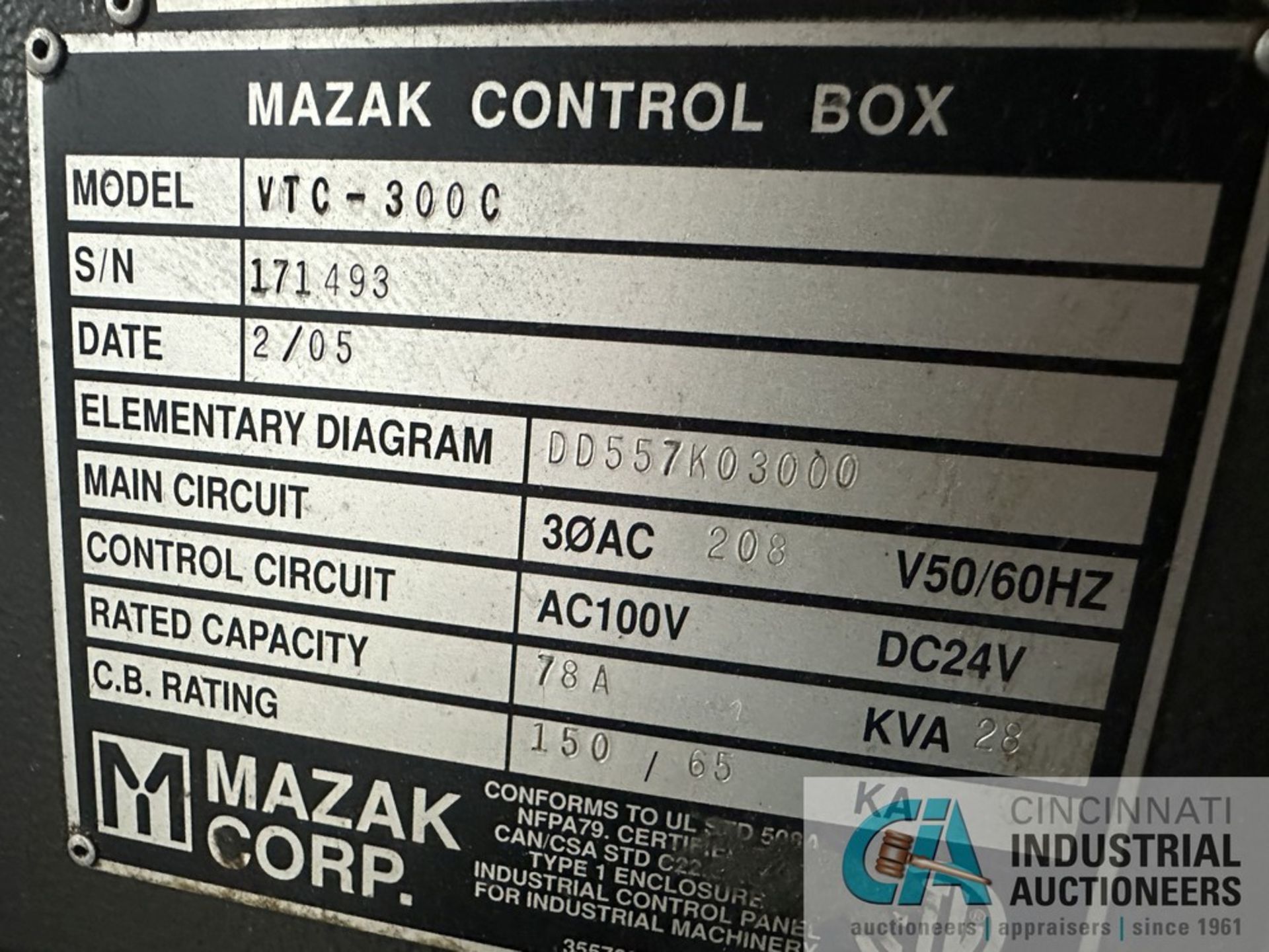 Mazak Model VTC-300C CNC Vertical Machining Centers; s/n 171493 (2005) 3-Axis Vertical Machining - Image 9 of 14
