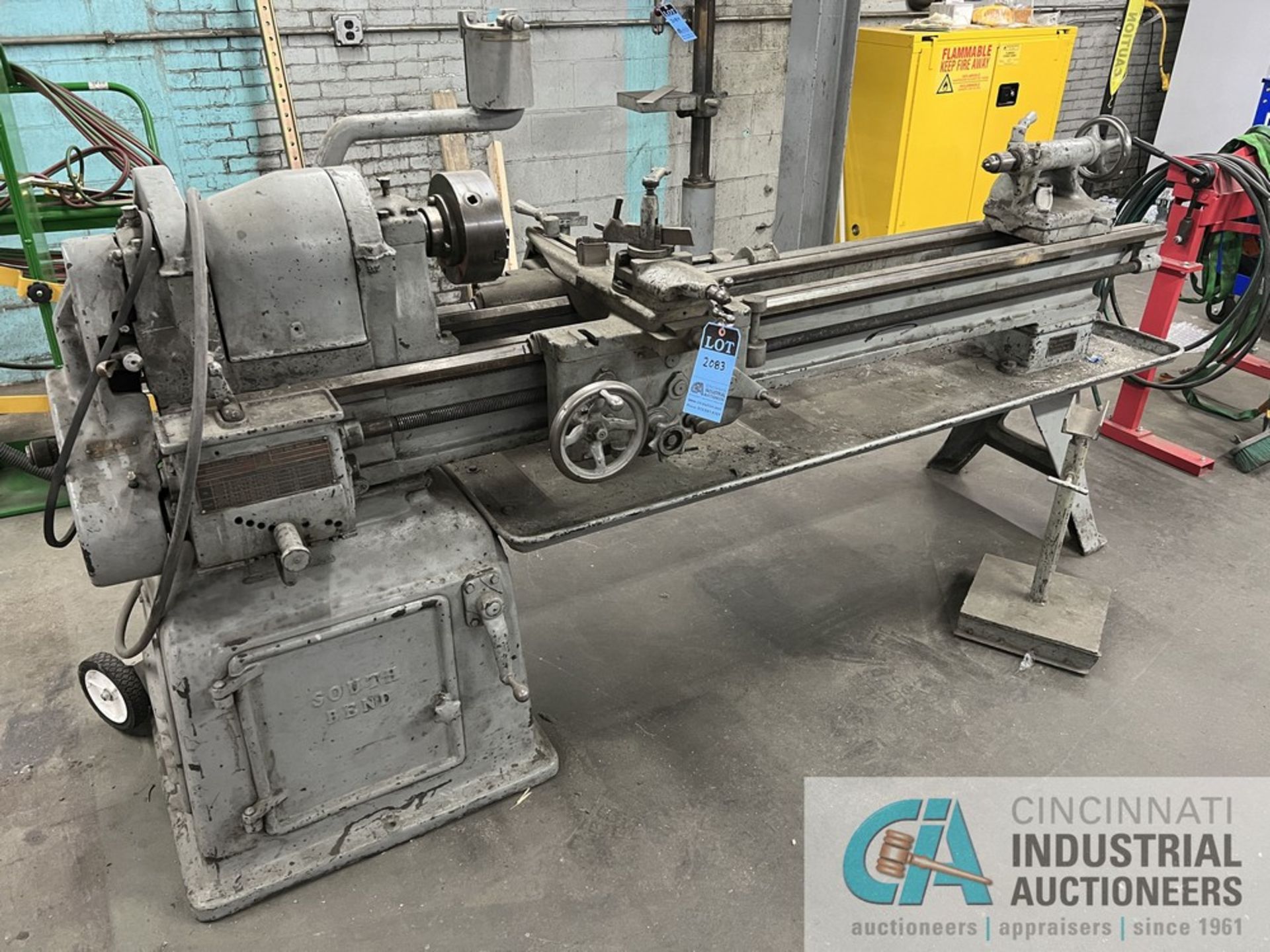 16" X 56" SOUTH BEND ENGINE LATHE; S/N 50199, 7-1/2" 3-JAW CHUCK, TOOLHOLDER, TAILSTOCK - Image 2 of 7
