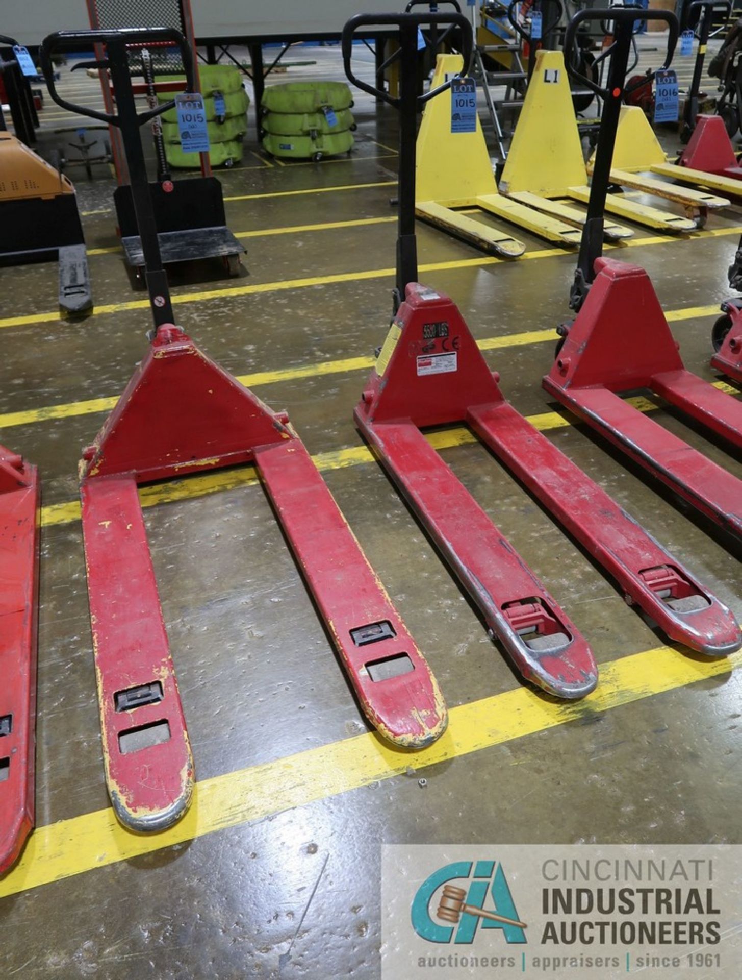 5,500 LB. CAPACITY MANUAL HYDRAULIC PALLET TRUCKS, BOTH WITH 48" FORKS