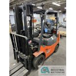 5,000 LB. TOYOTA MODEL 7FGCU25 SOLID TIRE LP GAS LIFT TRUCK; S/N 75101, 83" 3-STAGE MAST, 189"