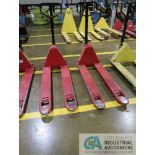 5,500 LB. CAPACITY MANUAL HYDRAULIC PALLET TRUCKS, BOTH WITH 48" FORKS