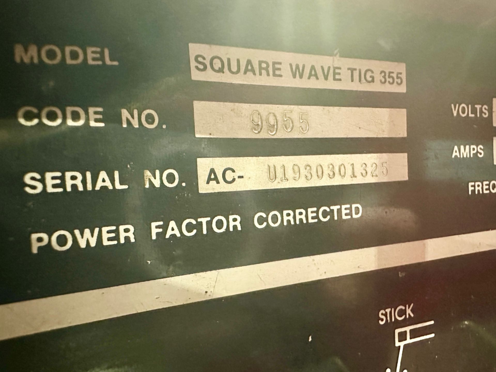 Lincoln Electric Welder, Model: Square Wave TIG-355, SN: U1930301325, Cap: 350 Amps - Image 2 of 2