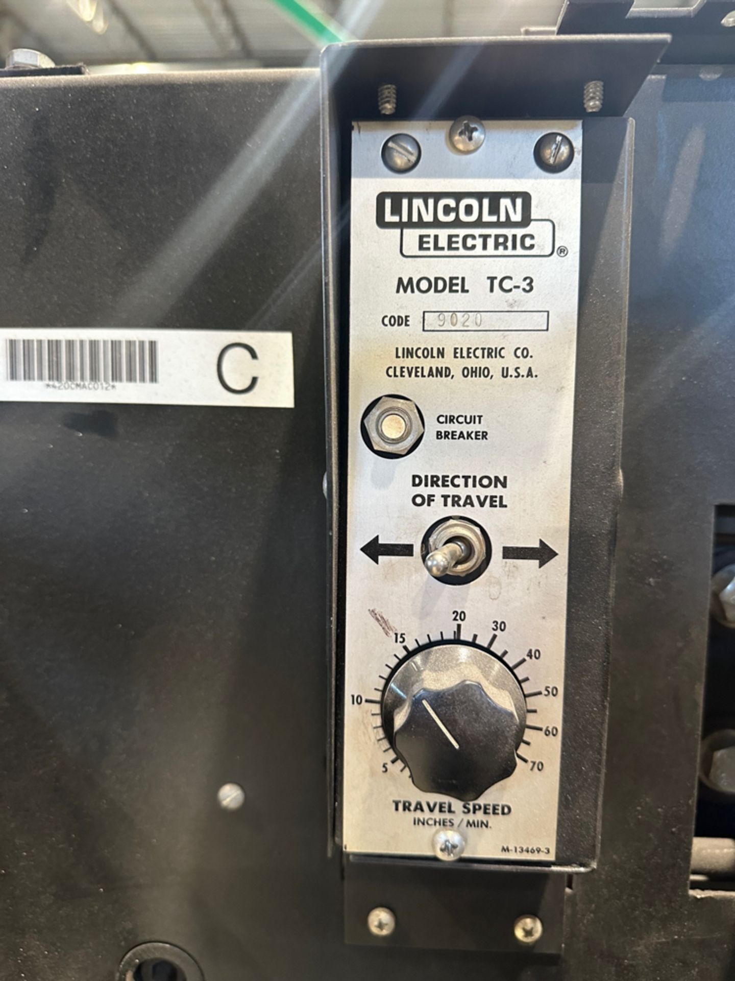 Lincoln Electric Welder - Travel Carridge, Model: TC-3, SN: 01980210009, Cap: 4 Wires - Image 2 of 4