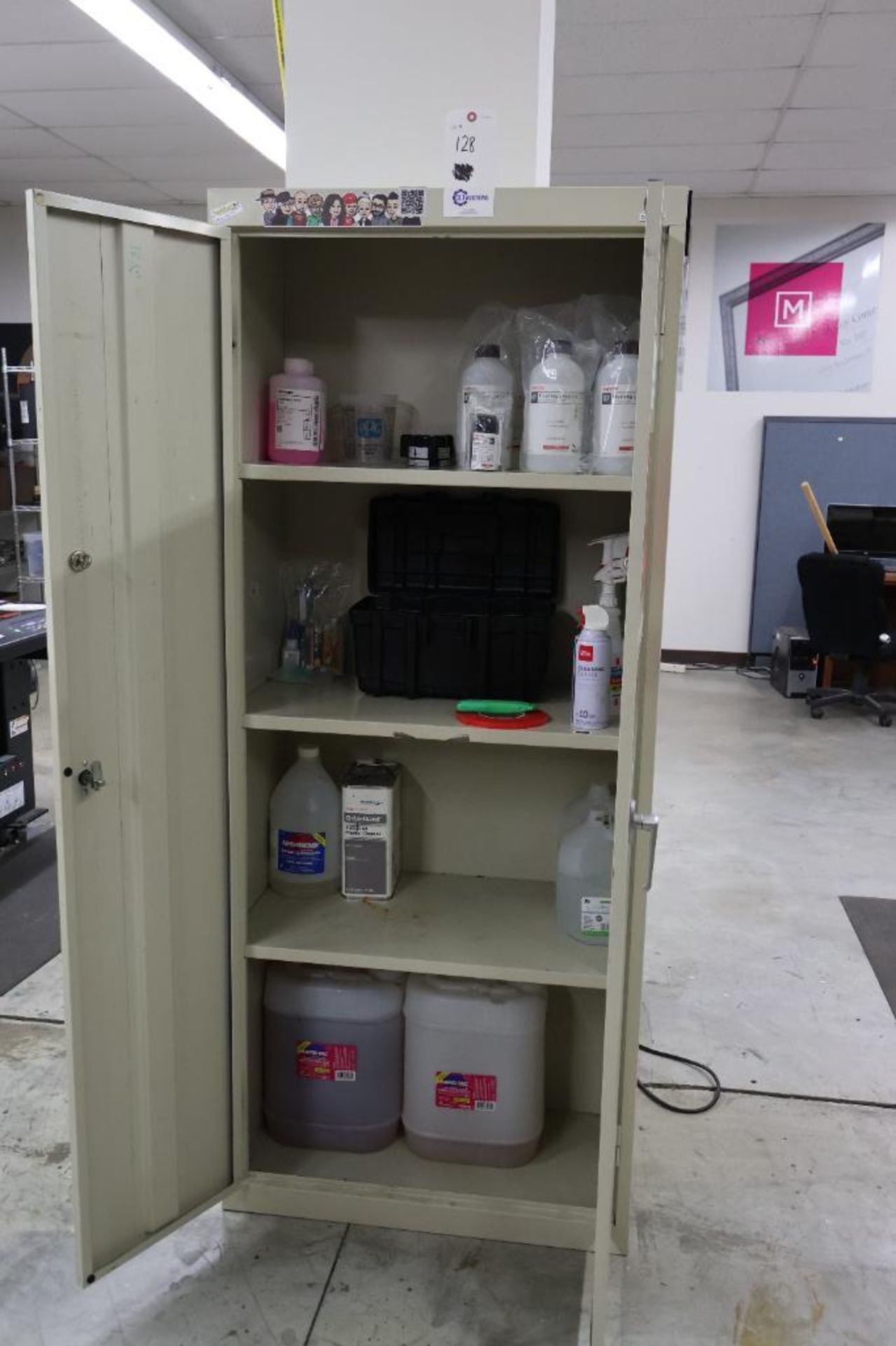 Printer maintenance supply cabinet