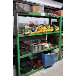 Steel shelving w/ contents