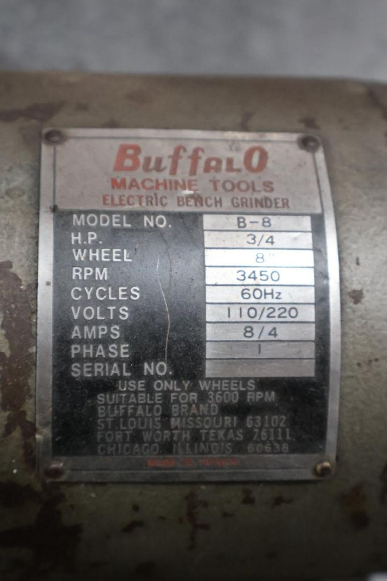 Buffalo 8-8 3/4 hp pedestal grinder, 1ph - Image 3 of 6