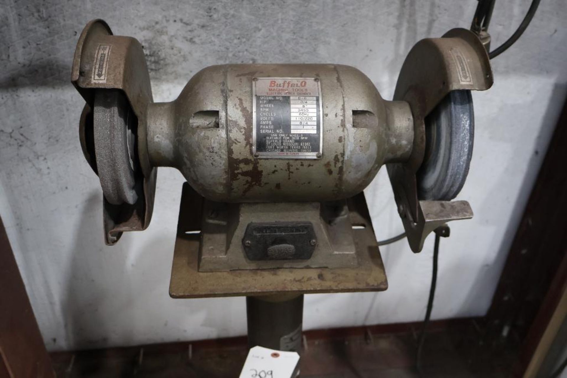 Buffalo 8-8 3/4 hp pedestal grinder, 1ph - Image 2 of 6