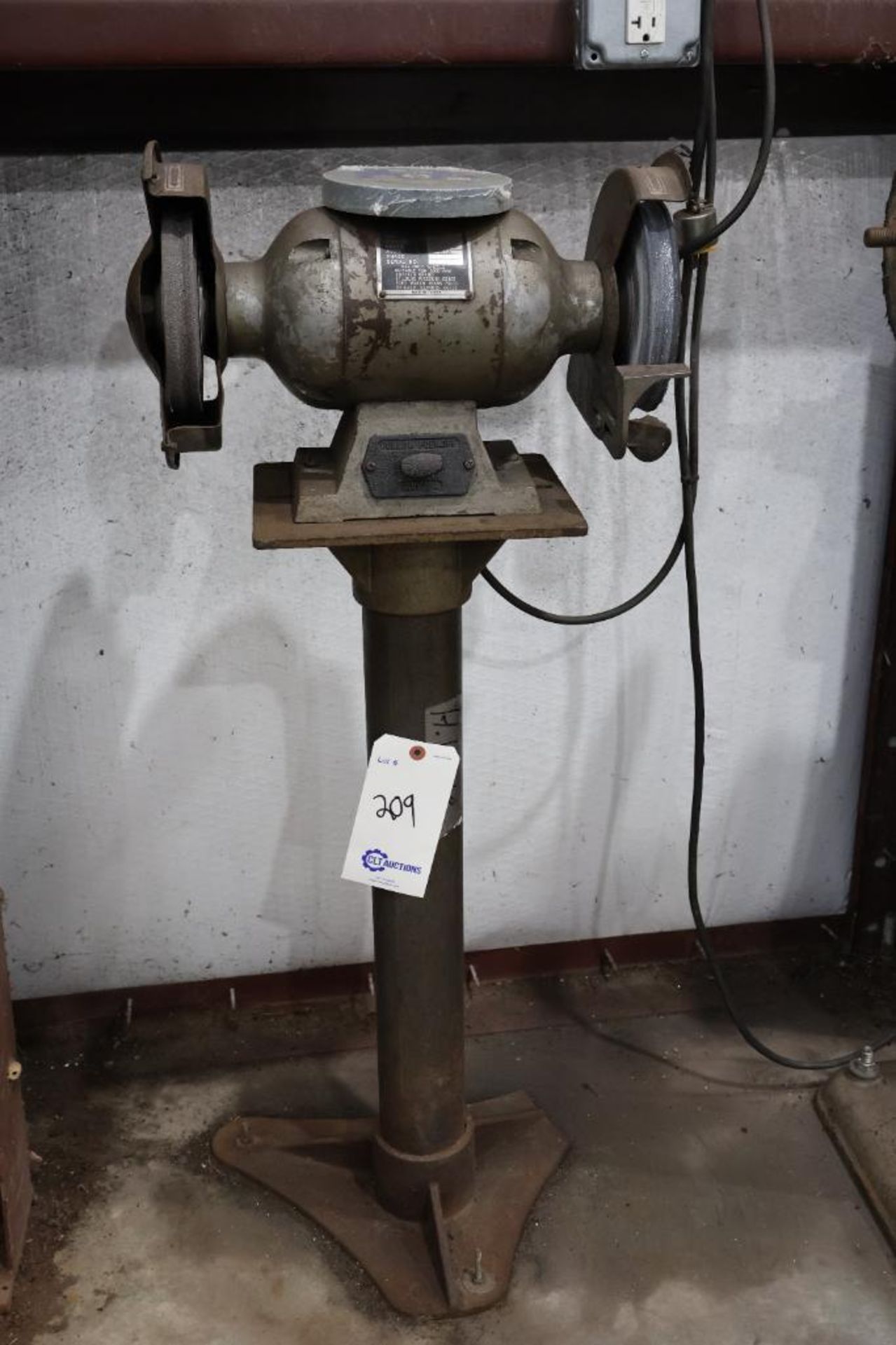 Buffalo 8-8 3/4 hp pedestal grinder, 1ph