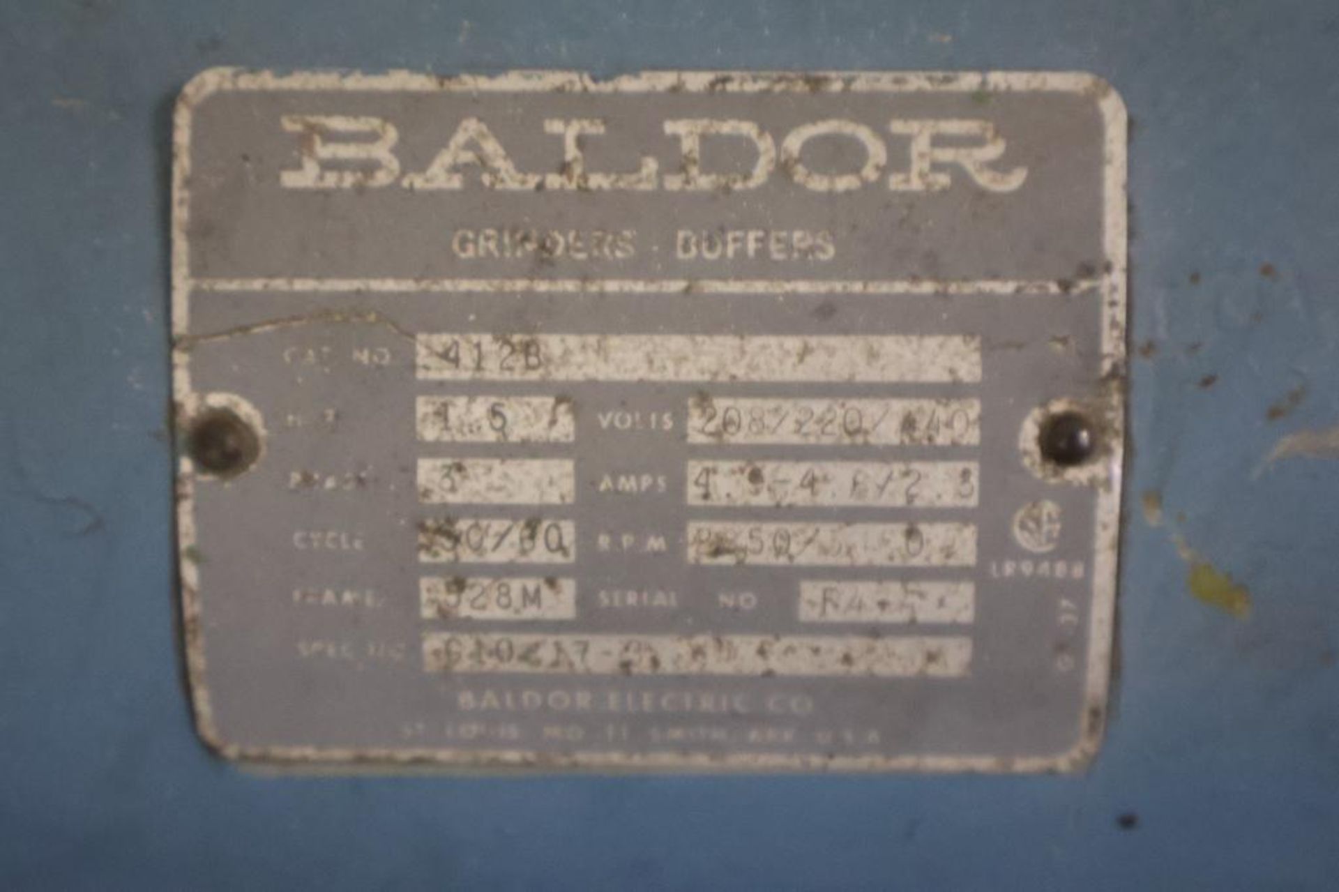 Baldor 412B 10" buffer 1.5hp 208/230/460/3ph - Image 2 of 3