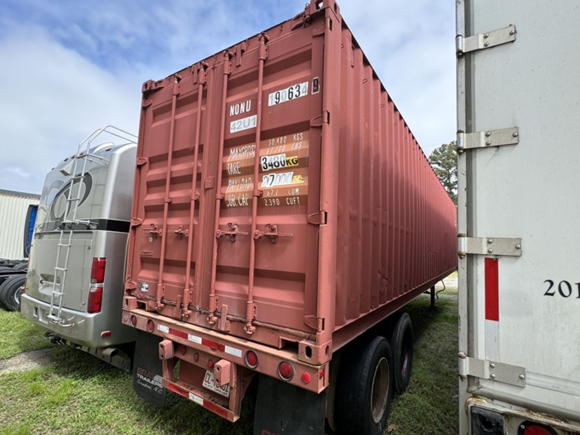 1973 BERTOLINI 40' CHASSIS trailer with SEA CONTAINER open top - 12774N NO TITLE - Image 3 of 5