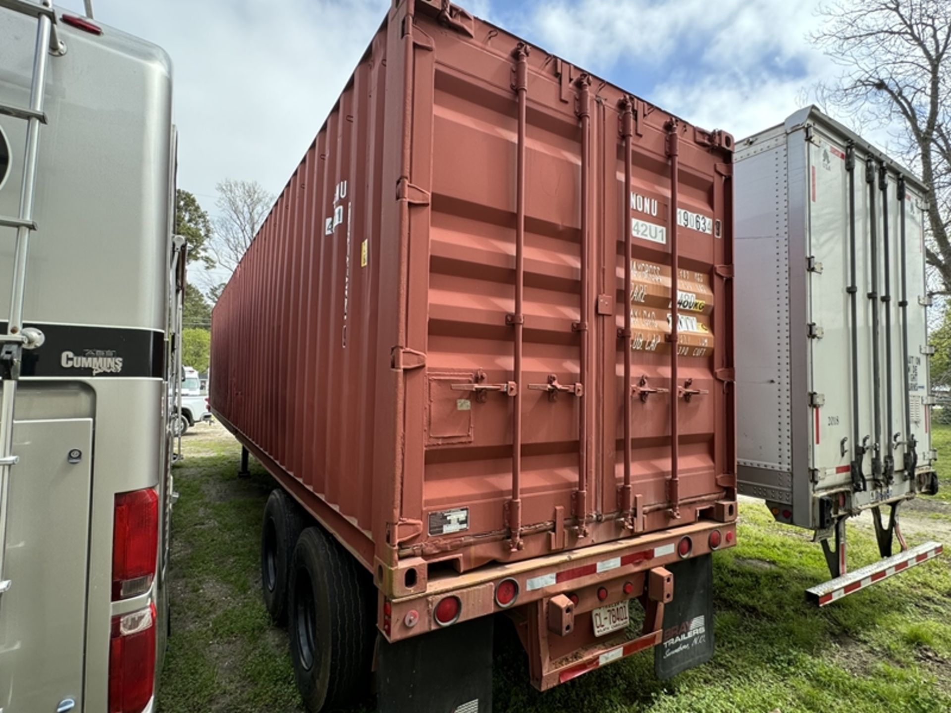 1973 BERTOLINI 40' CHASSIS trailer with SEA CONTAINER open top - 12774N NO TITLE - Image 4 of 5