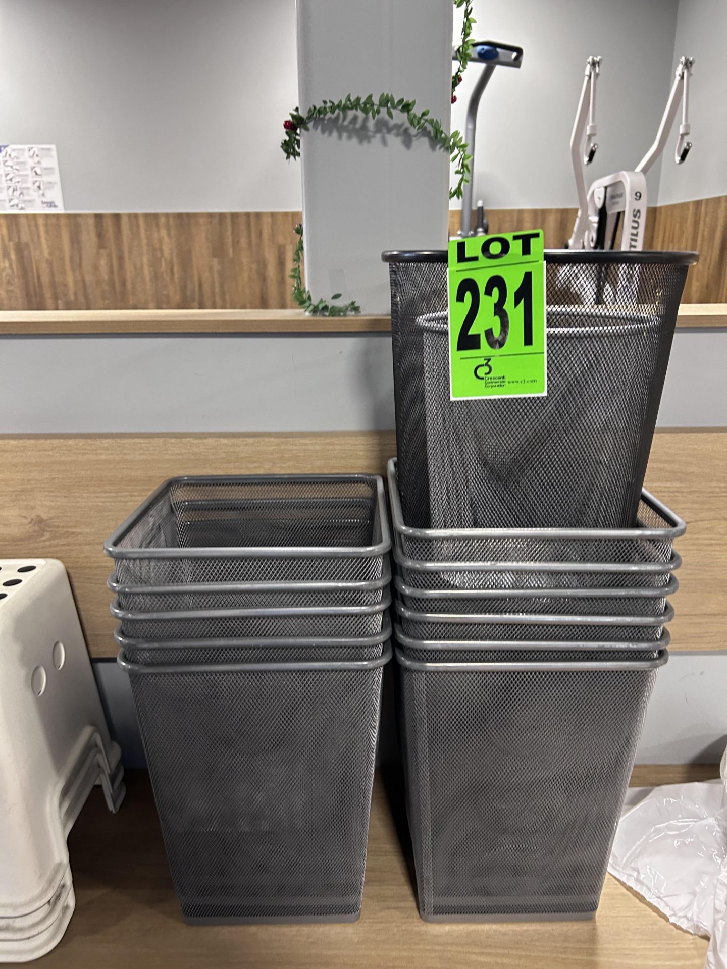 Lot of (13) mesh garbage bins