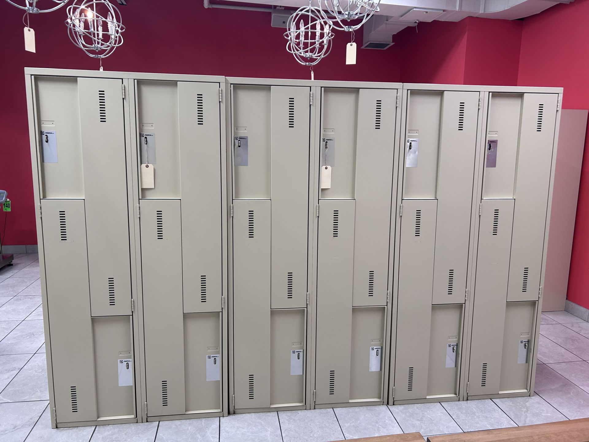 (3) PERFIX Z-Style Double Unit lockers for a total of 6 lockers, 72"H x 18"L x 36"W