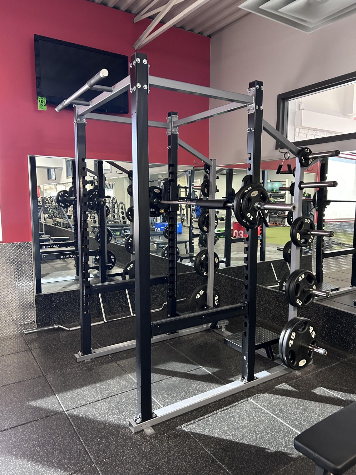 Complete MATRIX Squat Rack / Pull-Up Station incl. Rack, Bar, 350lbs of Free Weights - Image 2 of 6