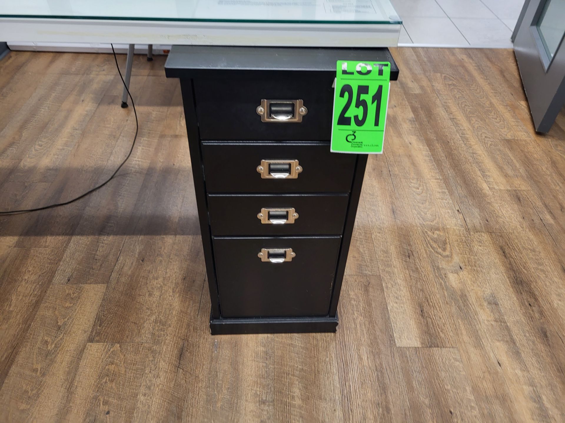 Wooden, Glass Top Desk w/ 4-Drawer Vertical Filing Cabinet - Image 2 of 2