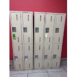 Lot of (3) Sections of Free-standing Lockers incl. (2) 2x2 Door and (1) 2-Door Vertical