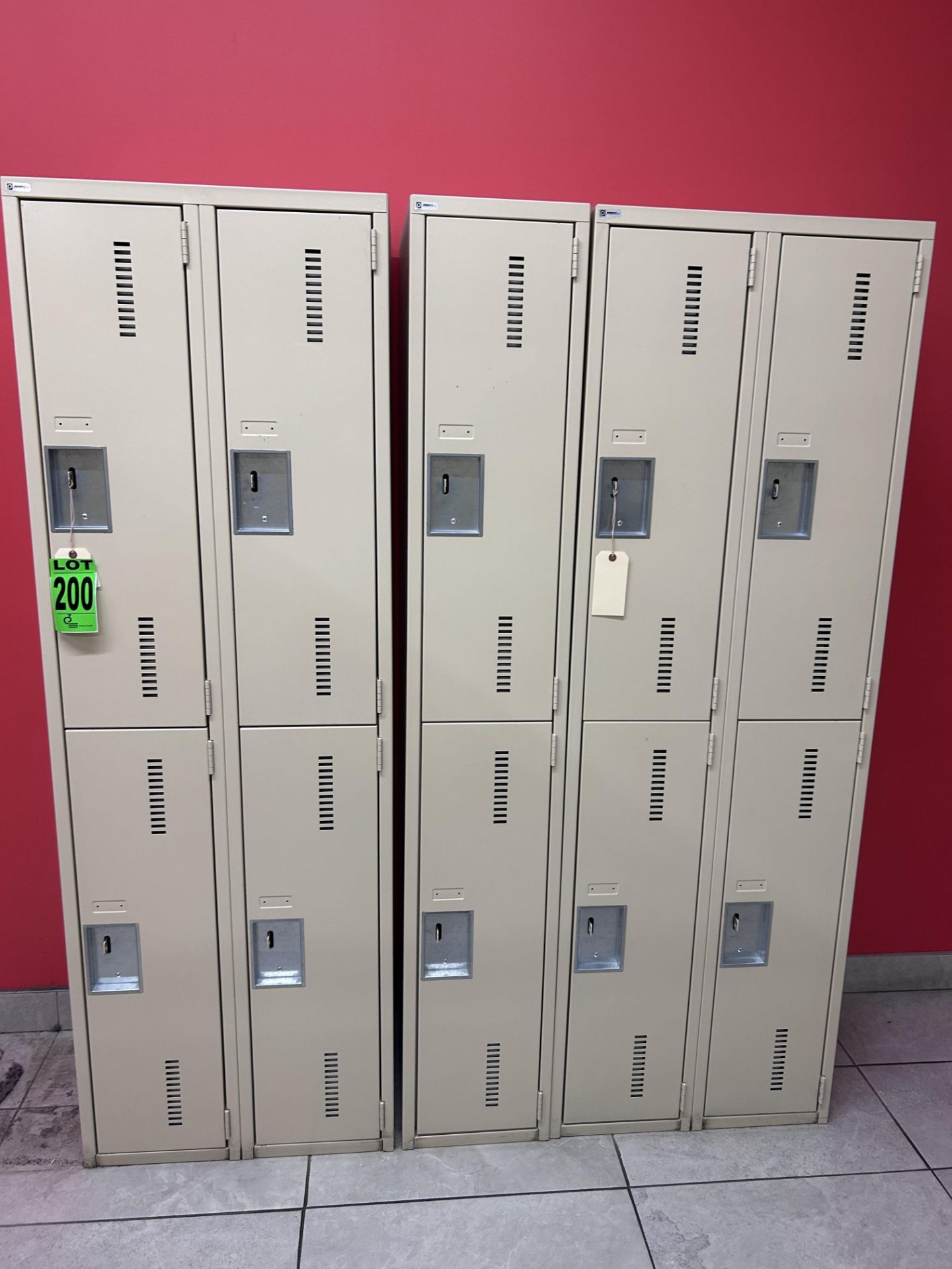 Lot of (3) Sections of Free-standing Lockers incl. (2) 2x2 Door and (1) 2-Door Vertical