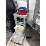 Janitors Cart on Casters w/ buckets, bin, rag, scrubber, swiffer head