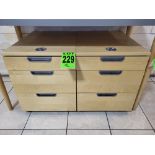 Lot of (2) code-entry, 3-drawer vertical rolling filing cabinets, wood finish