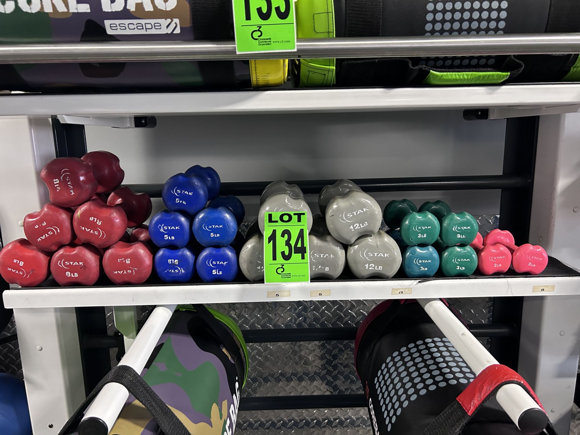 Lot of (22) STAK dumbells, 149lbs total