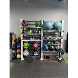 Fitness Equipment Storage Unit, Steel, with Shelves, Hooks, 3x uprights