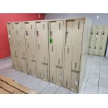 Lot of (3) Sections of 4-Door PERFIX Z-Style Double Unit 2-Tier H. Lockers, 12 doors total