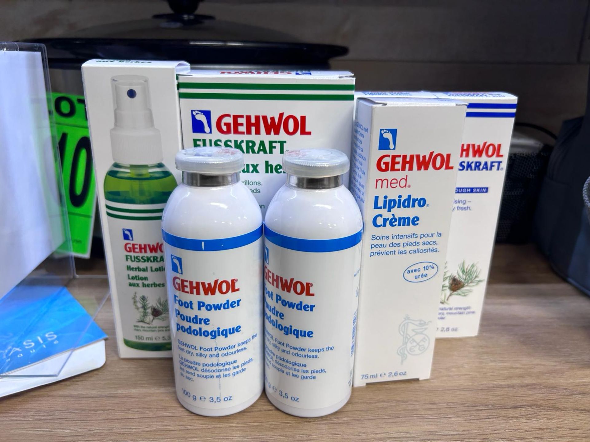 Lot of assorted GEHWOL products incl. Foot powder, Lipidro creme, Herbal lotion