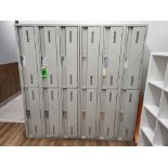 Lot of (2) Sections of PERFIX 3x2-Level, 6-Door Lockers. 12 Doors Total