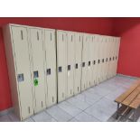 Lot of (5) Sections of 3-Door Full Vertical Lockers, 15-Doors Total, 72"H x 18L" x 36"W