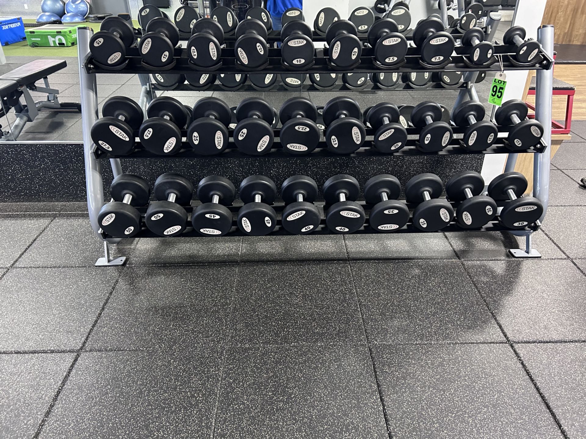 STAK Dumbells and Dumbell Rack. 15 Pairs, 725lbs total