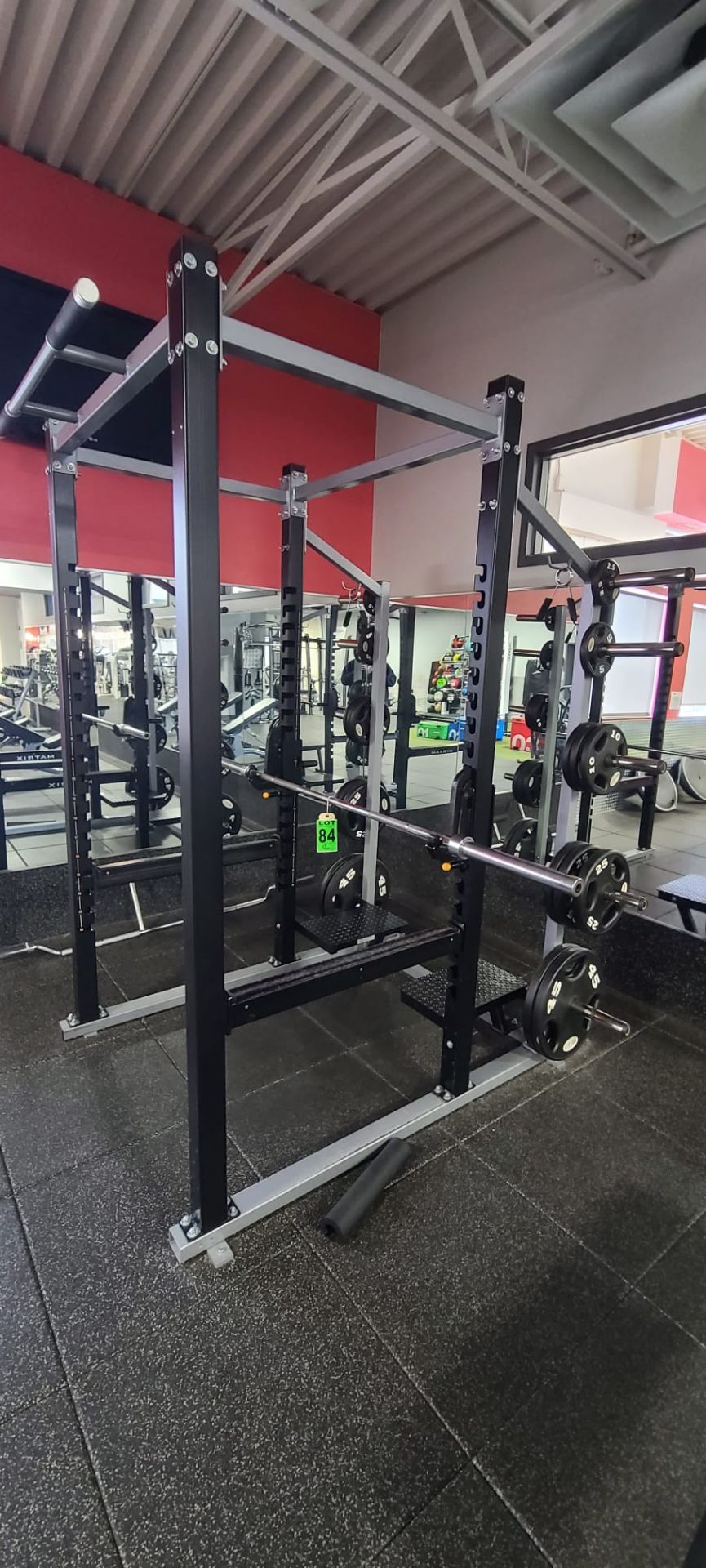 Complete MATRIX Squat Rack / Pull-Up Station incl. Rack, Bar, 350lbs of Free Weights - Image 5 of 6