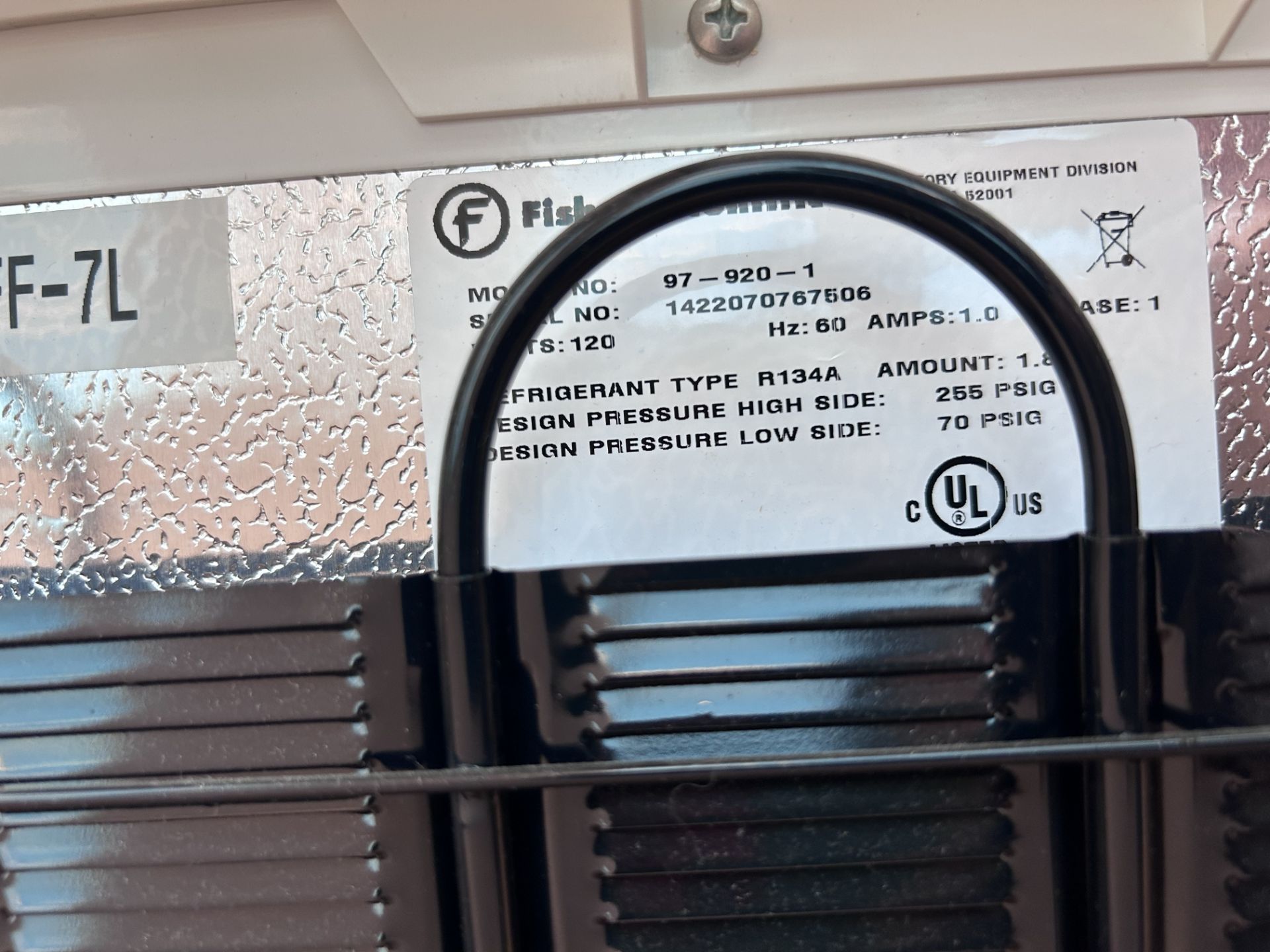 FISHER SCIENTIFIC Refrigerant Type R134A Mod. 97-920-1 - Image 3 of 5